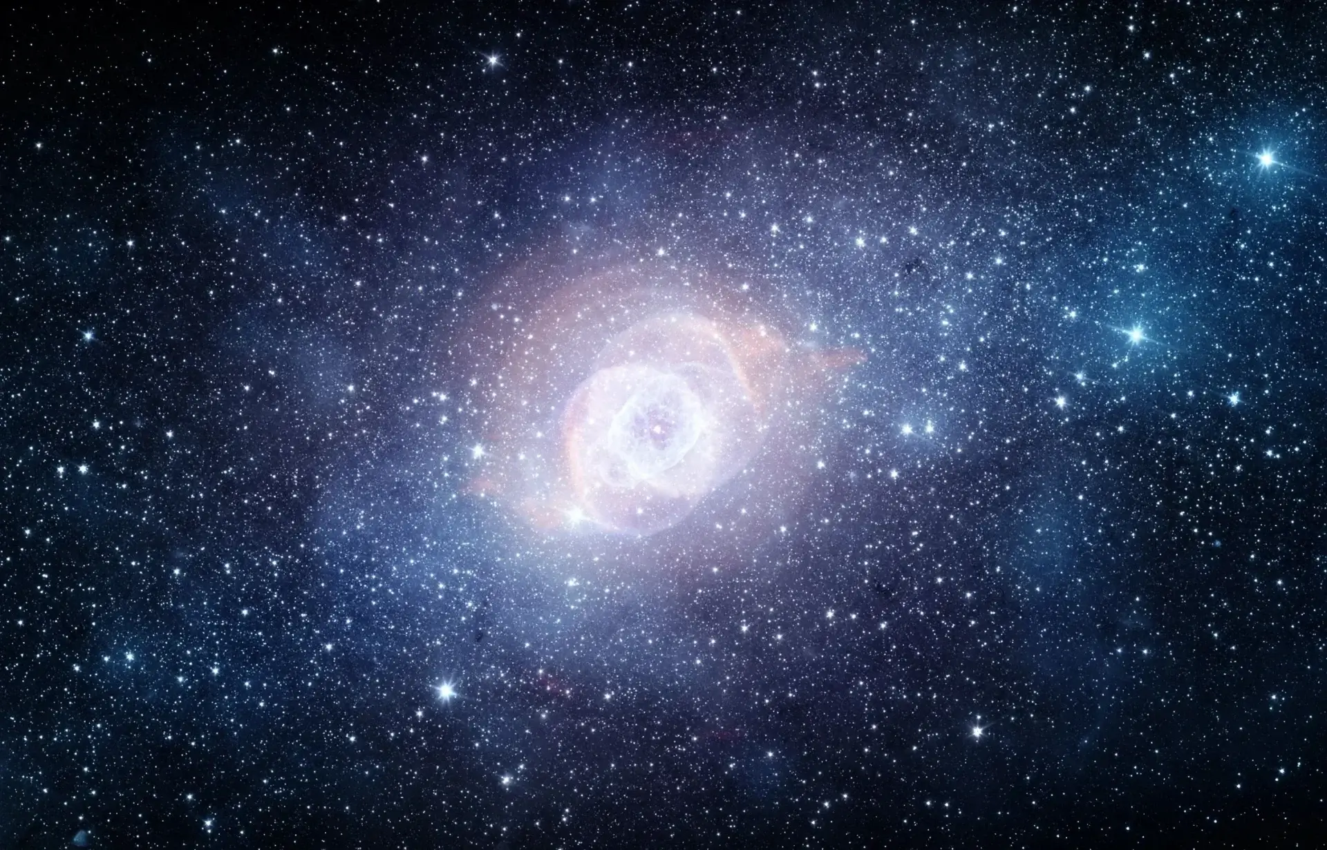 An image of a spiral galaxy in space.